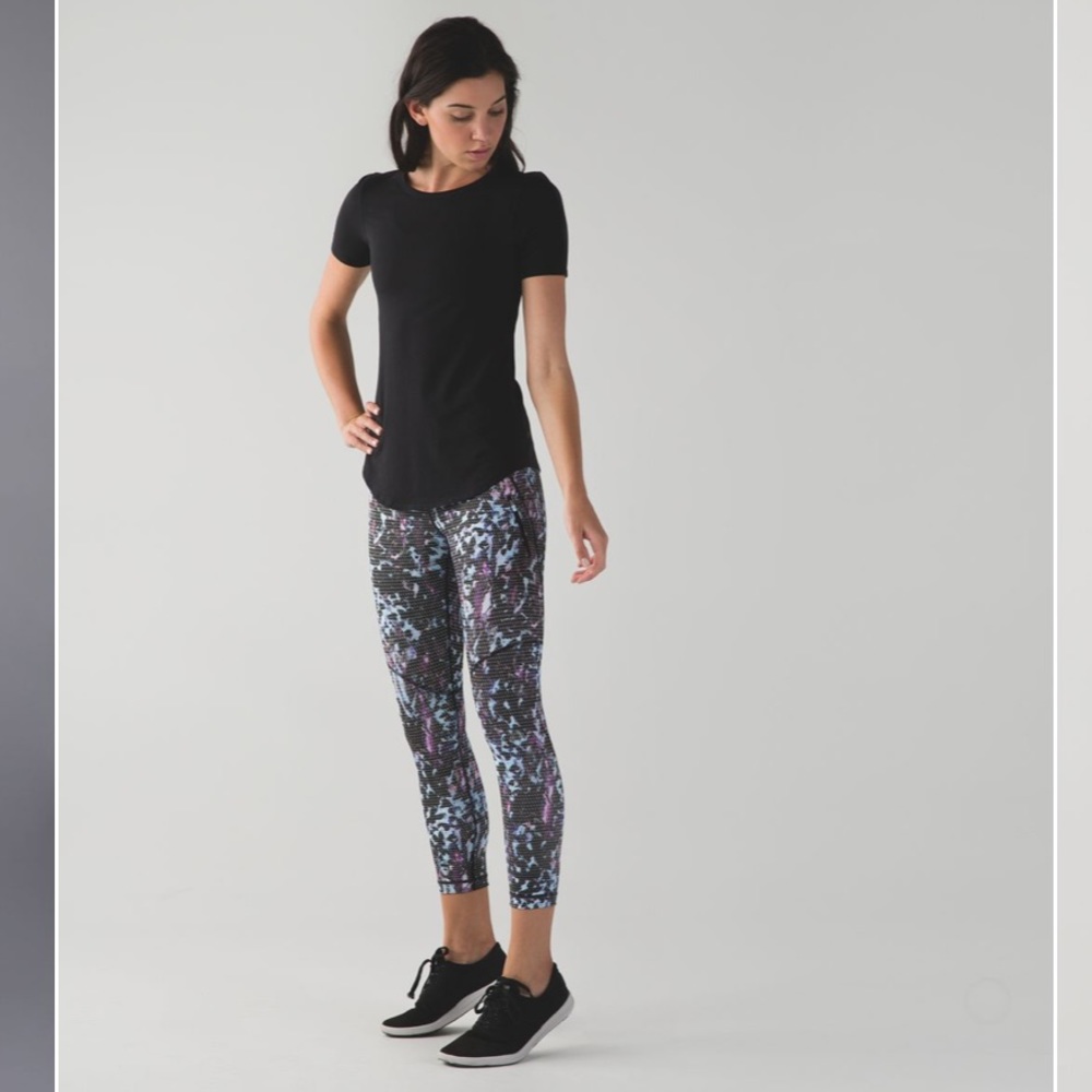 Lululemon All Sport Crop Floral Sport Tranquil Blue Multi Size 6